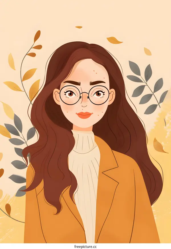 Autumn Girl with Glasses