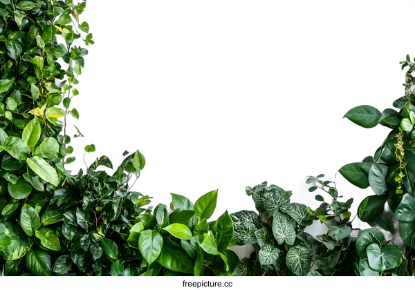[Transparent Background PNG]Green Leaves Frame White Wall Background