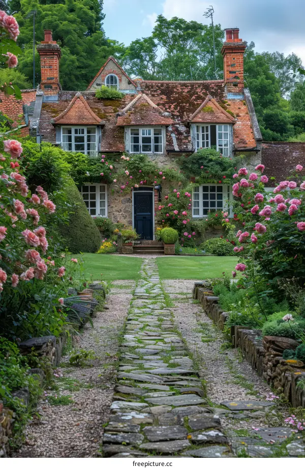 Charming Stone Cottage with a Rose Garden