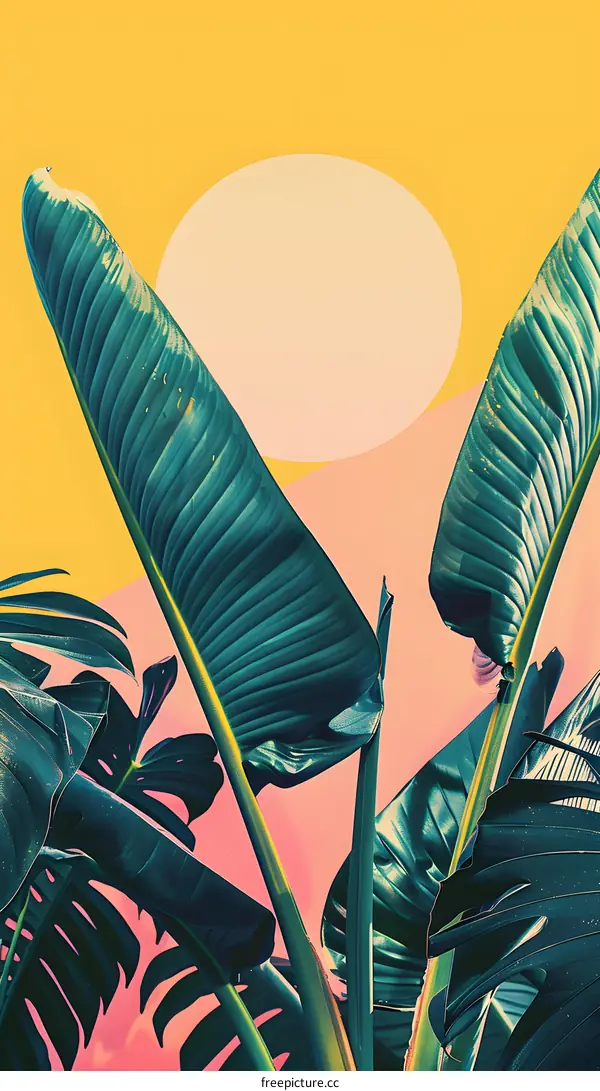 Tropical Leaves Minimalist Background
