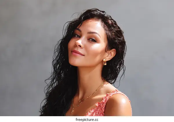 Close-up Portrait of a Woman with Curly Hair