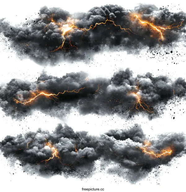 [Transparent Background PNG]Powerful Storm Clouds with Lightning