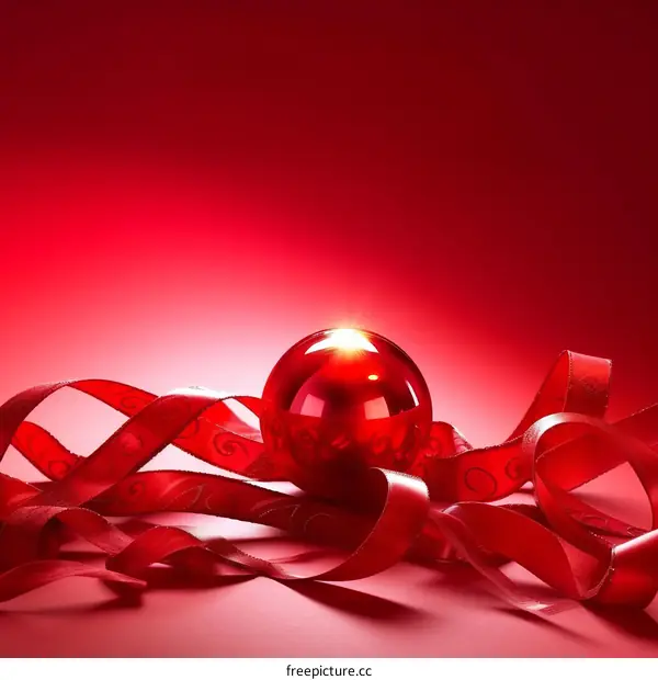 Red Christmas Ornament with Red Ribbon