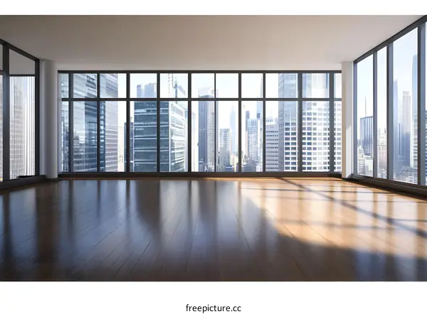 Modern Empty Room With City View