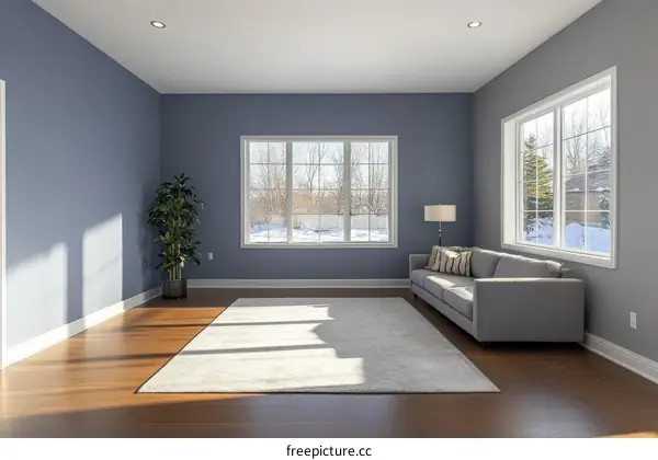 Modern Living Room with Large Windows