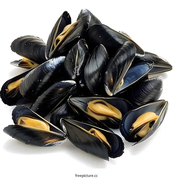Fresh Mussels on White Background