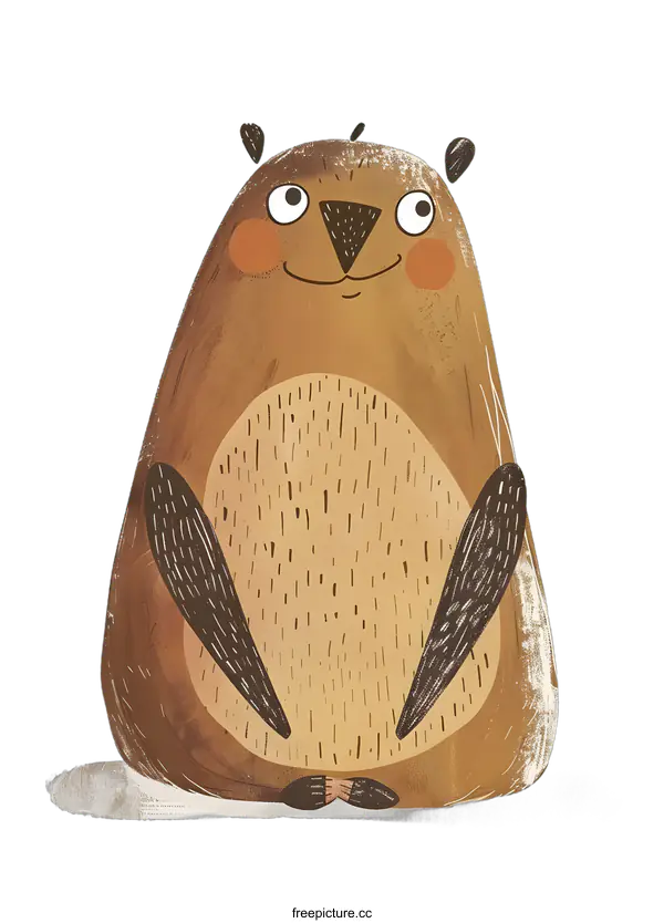 [Transparent Background PNG]Cute Cartoon Brown Bear Sitting Illustration