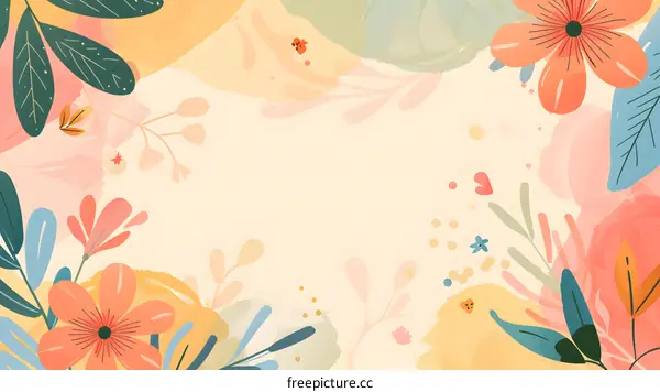 Floral Illustration with Watercolor Background