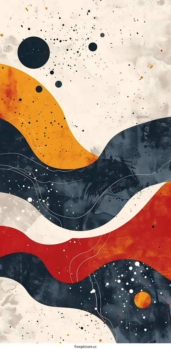 Abstract Art With Wavy Lines and Dots