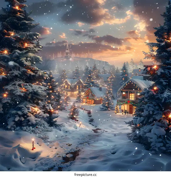 Snowy Town on Christmas