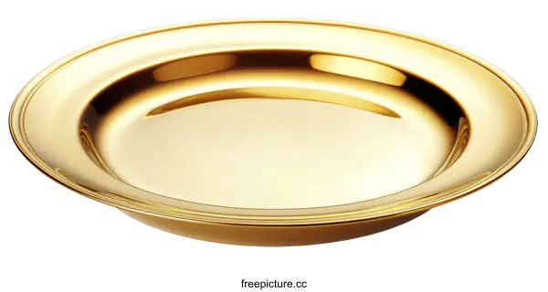 [Transparent Background PNG]Golden Round Plate for Special Occasions