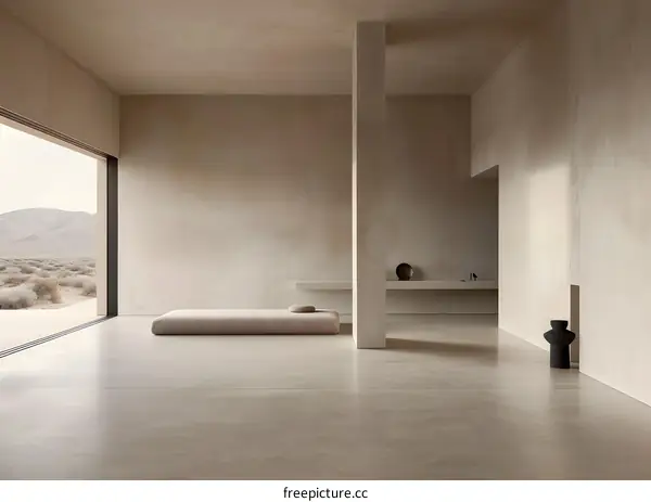 Minimalist Modern Interior Design with Desert View
