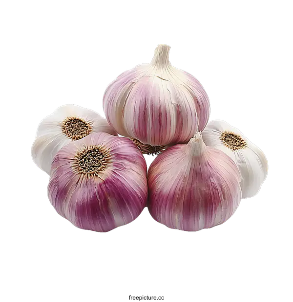 [Transparent Background PNG]Fresh Garlic Bulbs Close Up
