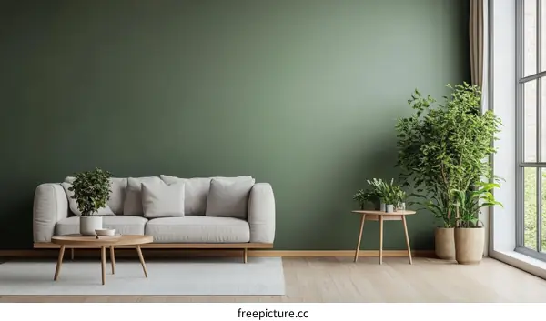 Modern Living Room Interior Design with Greenery