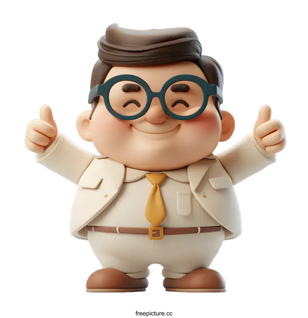 [Transparent Background PNG]3d illustration of a businessman giving a thumbs up