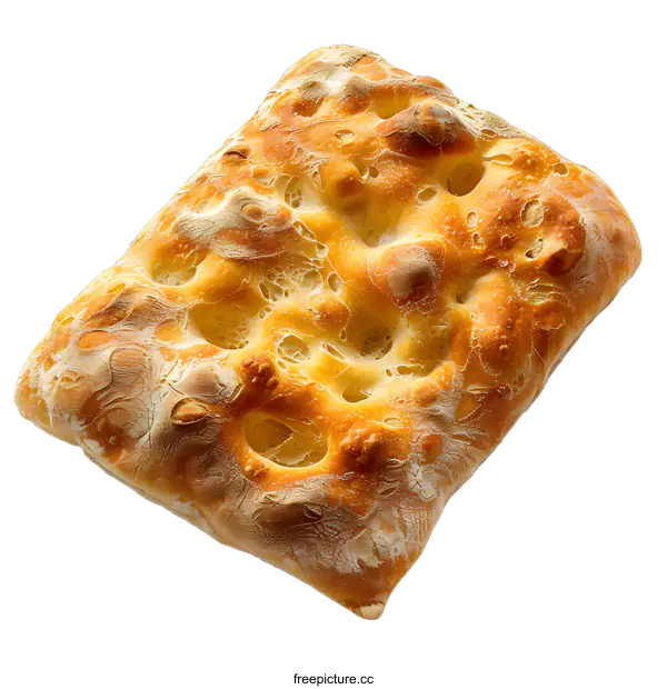 [Transparent Background PNG]Freshly Baked Focaccia Bread on White Background