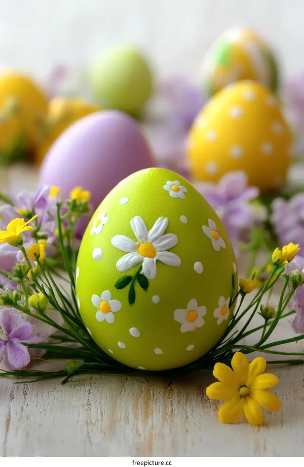 Easter Eggs Decorated with Flowers