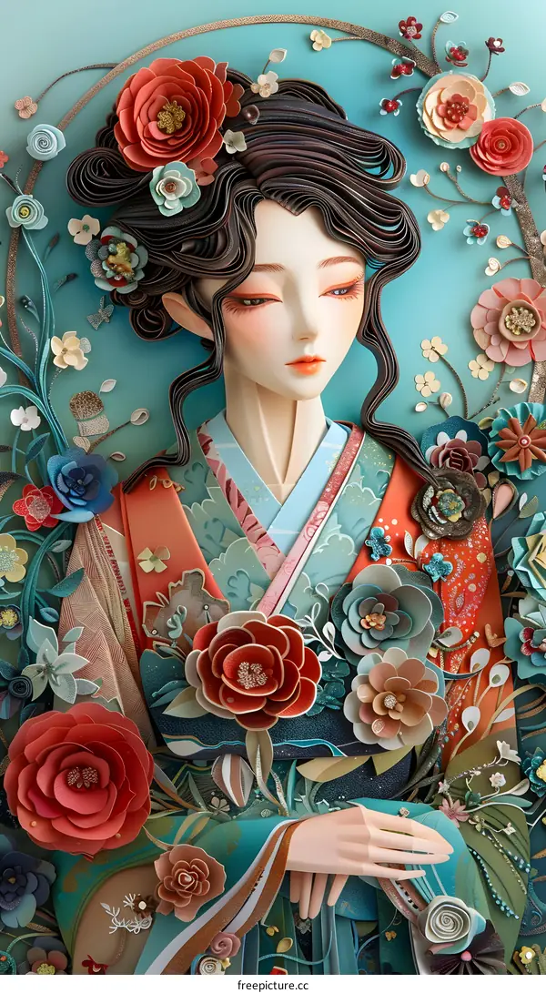 Beautiful Woman with Flowers