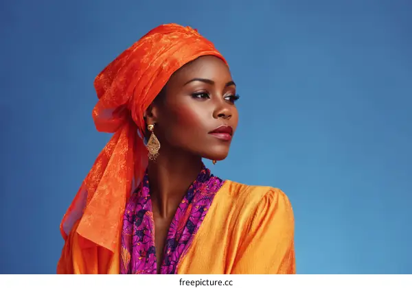 African Woman Fashionable Headwear Portrait