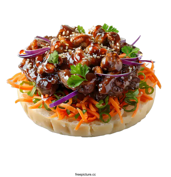 [Transparent Background PNG]A delicious and healthy burger with a variety of fresh vegetables