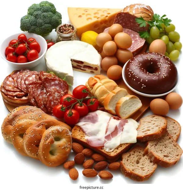 Assorted Food Items Arrayed on a White Surface