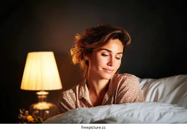 Peaceful Nighttime in Bed Woman