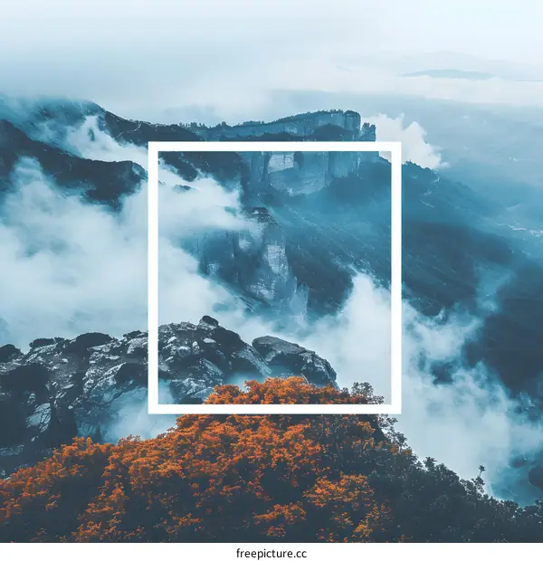 Mountains Covered in Fog Abstract Background