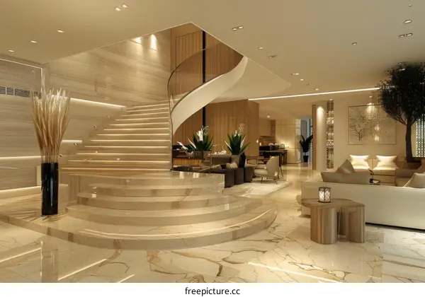 Luxury Modern Interior Design of a Spacious Entrance Hall