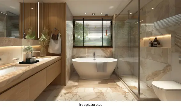 Modern Luxury Bathroom Design with Wooden Accents