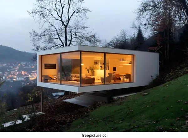 Modern Glass House on Hilltop With Stunning View