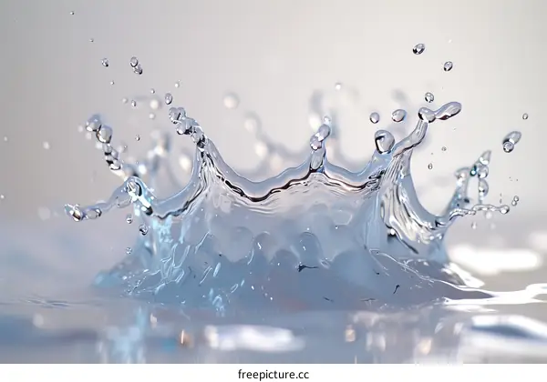 Water splash with a lot of droplets