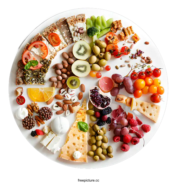 [Transparent Background PNG]Round Plate with Variety of Food