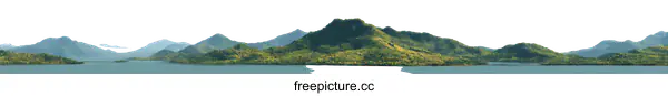 [Transparent Background PNG]Panoramic Landscape of Mountains and Water