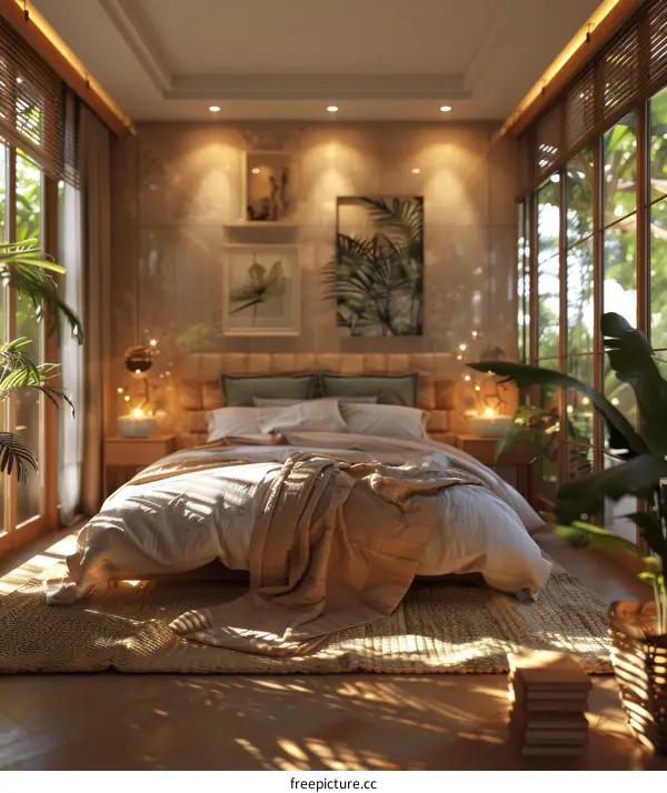 Warm and Cozy Bedroom Interior Design Illustration