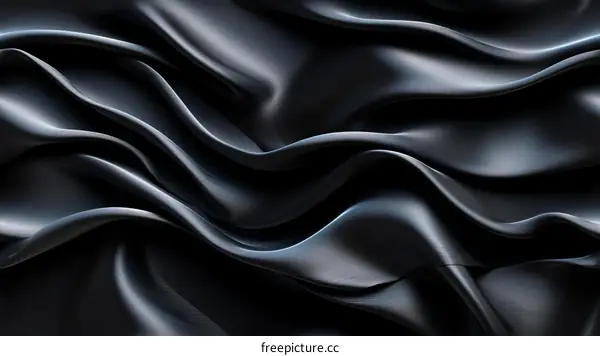Black silk fabric with waves of light and shadow
