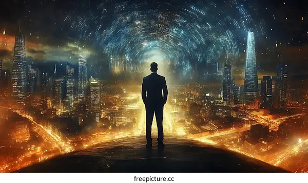 Future Cityscape with a Businessman