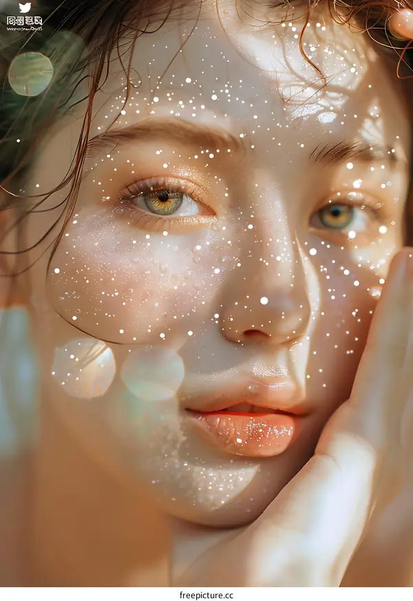 Closeup Portrait of a Woman with a Unique Makeup Style