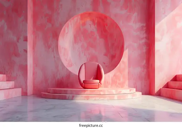 Pink Abstract Interior Design Scene with Chair