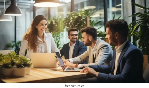 Colleagues discussing new project