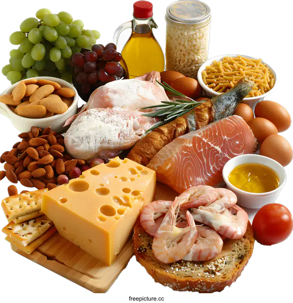 [Transparent Background PNG]Assortment of Foods for a Balanced Diet