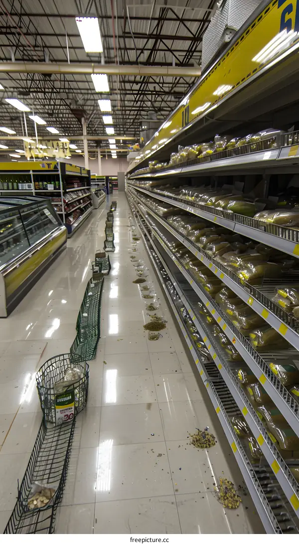 Grocery Store Aisle With Spilled Products