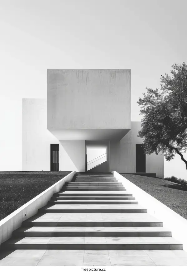 Modern architecture with geometric shapes and simple lines