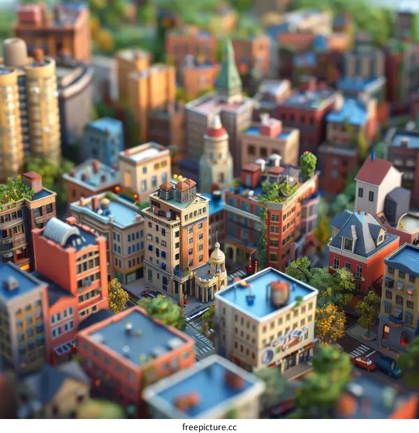 Miniature Cityscape Architecture Illustration