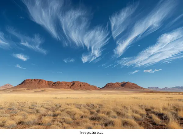 Vast Desert Landscape with Mountains in the Distance