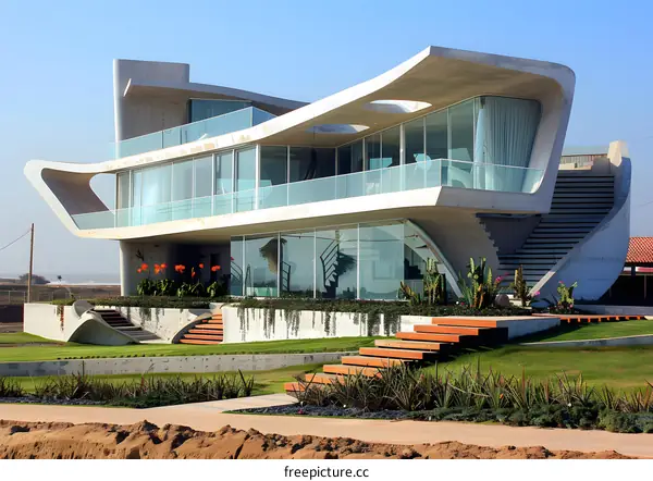 Modern Architecture House Design With Curved Walls