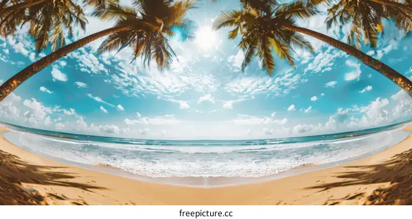 Tropical Beach Paradise with Palm Trees