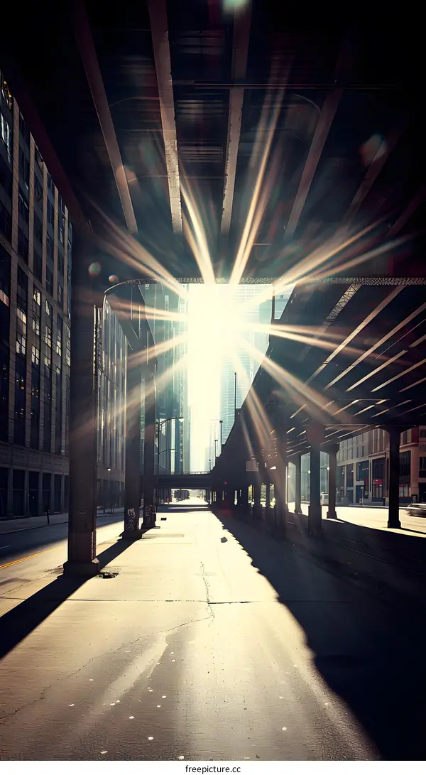 Sunlight Shining Through City Underpass
