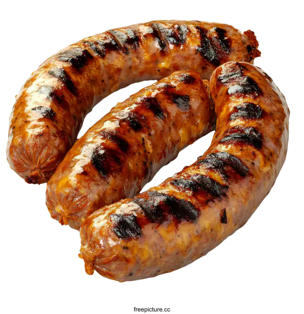 [Transparent Background PNG]Grilled Sausages Close Up