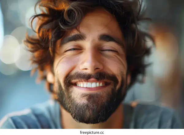 Close-up Portrait of a Smiling Man with a Beard