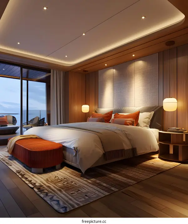 Bedroom on a luxury yacht